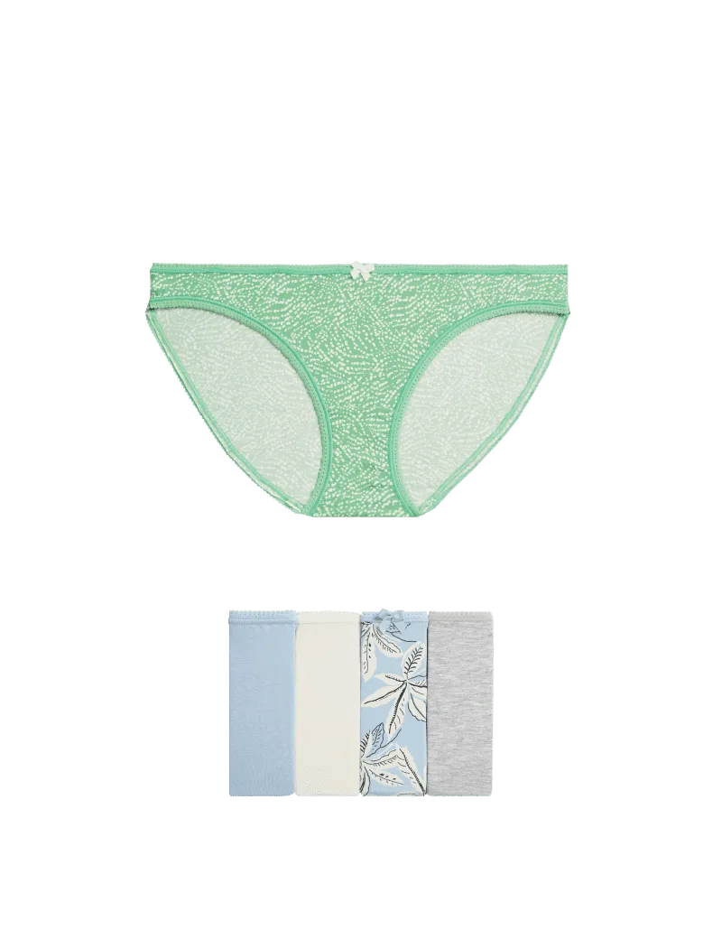 5pk Cotton Lycra™ Printed Bikini Knickers