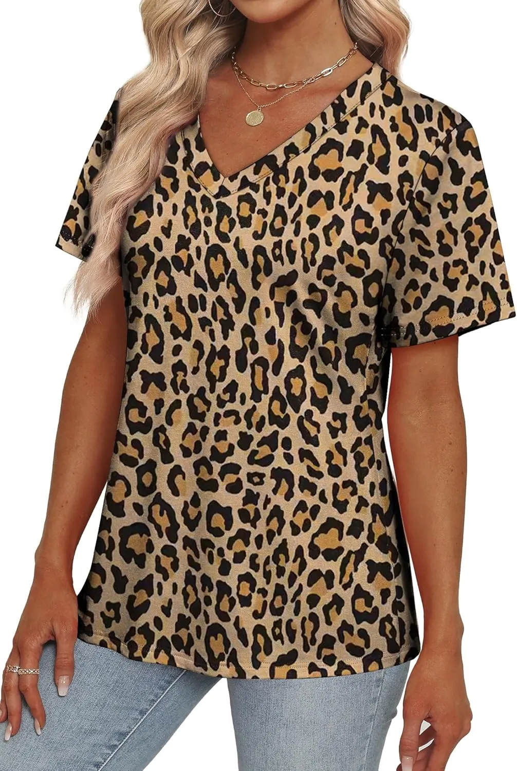 Alaroo Womens Summer Tops 2025 V Neck Short Sleeve Shirts Trendy Dressy Casual Vacation Outfits Printed
