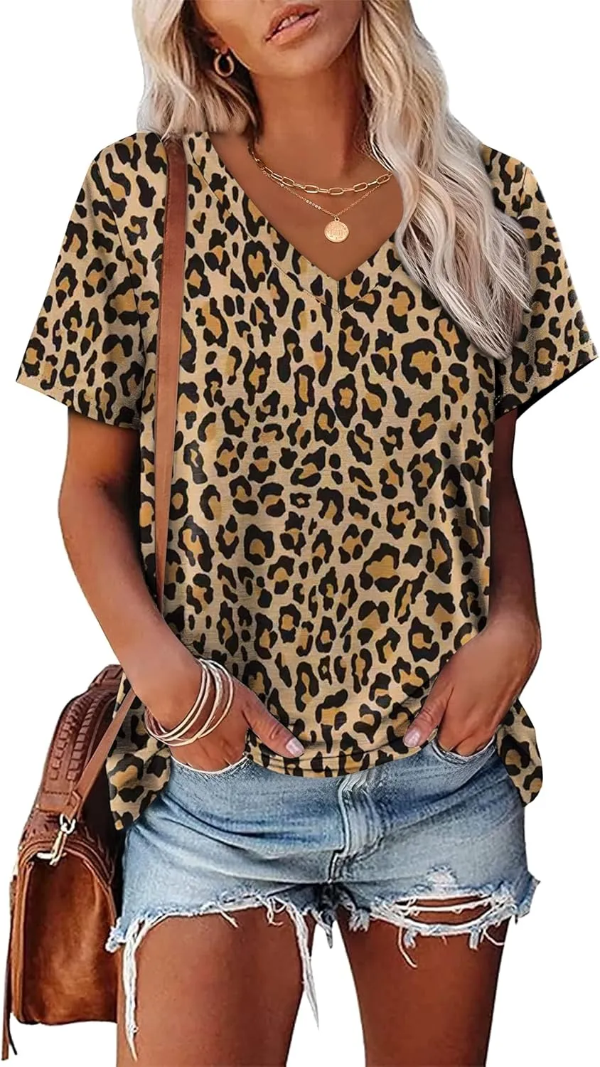 Alaroo Womens Summer Tops 2025 V Neck Short Sleeve Shirts Trendy Dressy Casual Vacation Outfits Printed