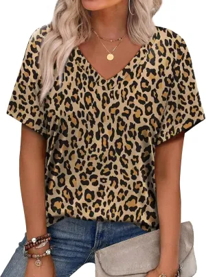 Alaroo Womens Summer Tops 2025 V Neck Short Sleeve Shirts Trendy Dressy Casual Vacation Outfits Printed