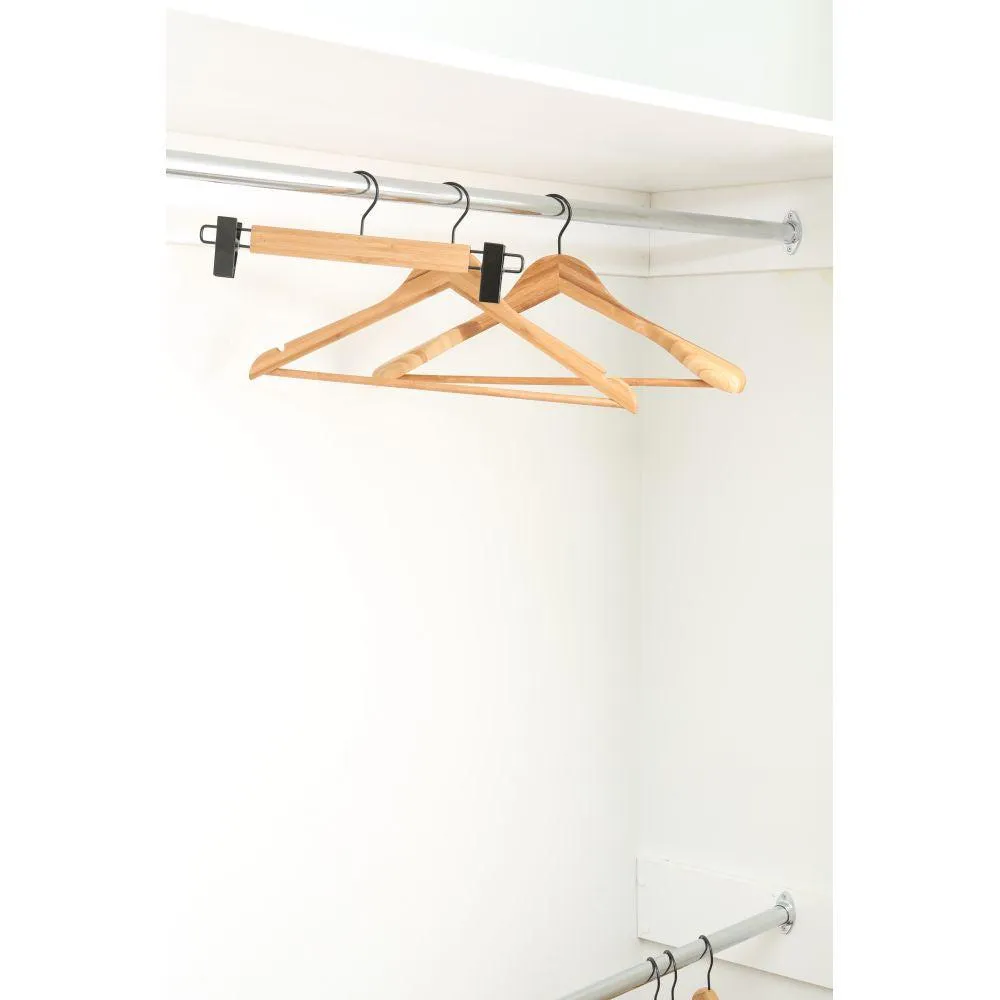 Bamboo Clip Pants Hangers 2 Pack Black