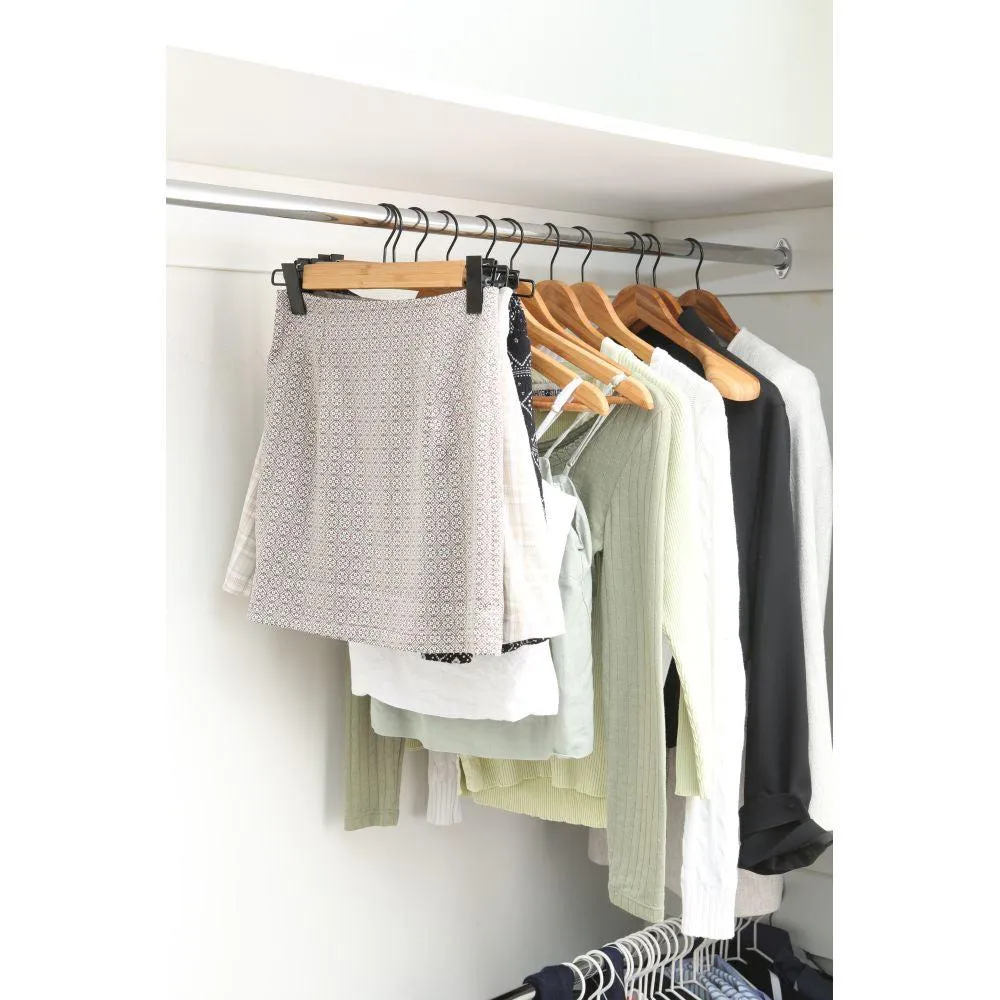 Bamboo Clip Pants Hangers 2 Pack Black