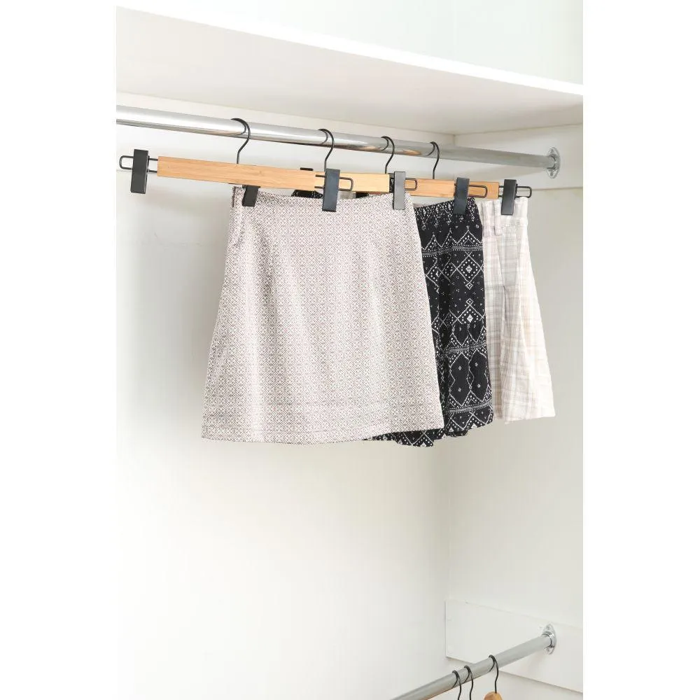 Bamboo Clip Pants Hangers 2 Pack Black