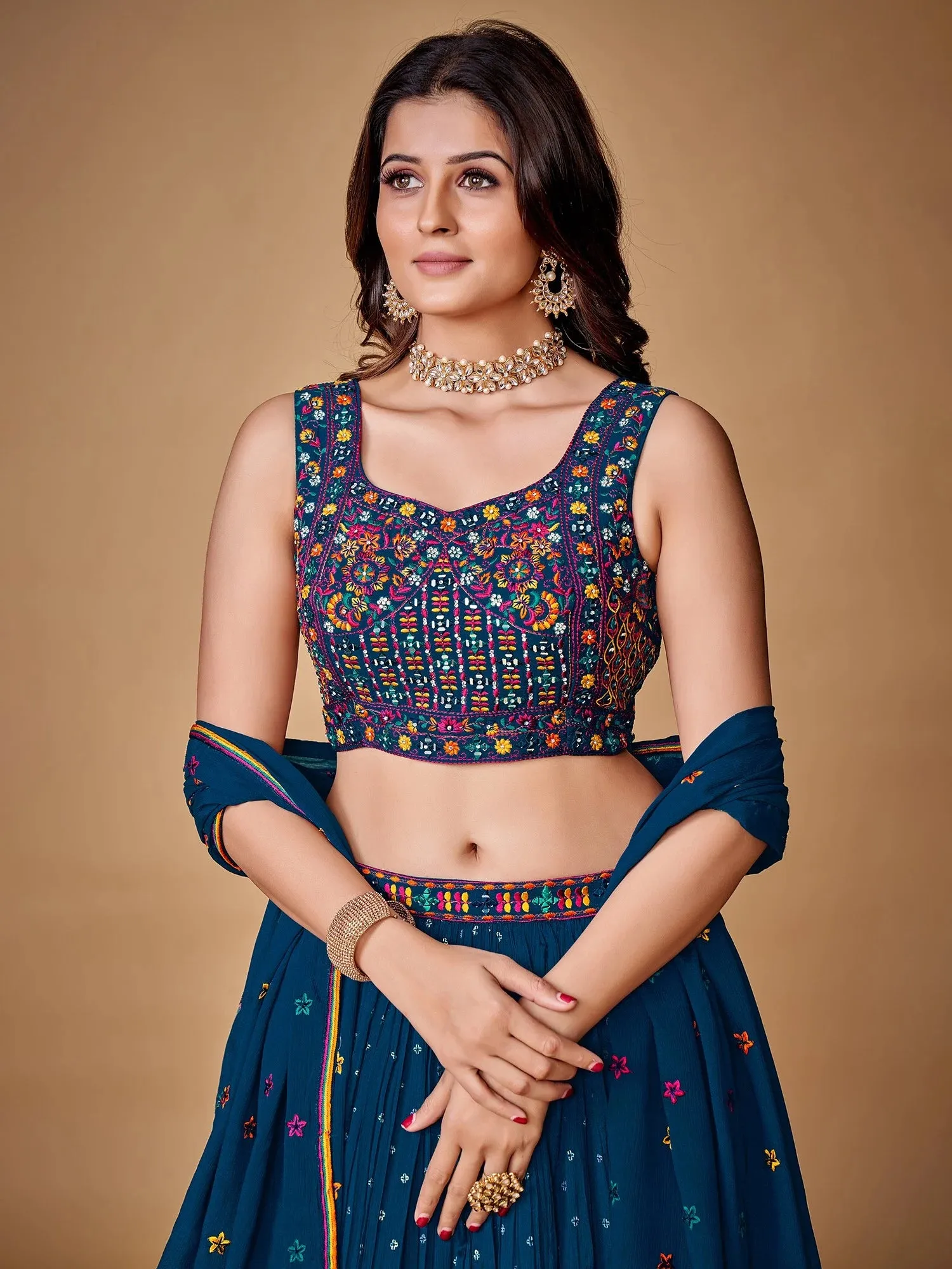 Beautiful Blue Color Fancy Silk With Embroidery Sequins Work Charming Lehenga Choli |Engagement Wear