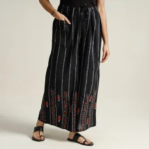 Black - Bengal Khesh Weaving Kantha Embroidery Cotton Palazzo 22