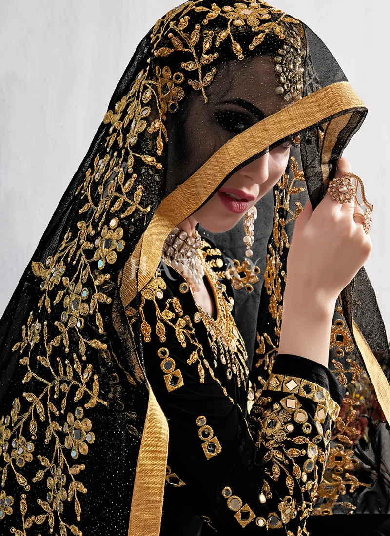Black Mirror Embroidered Traditional Anarkali Suit