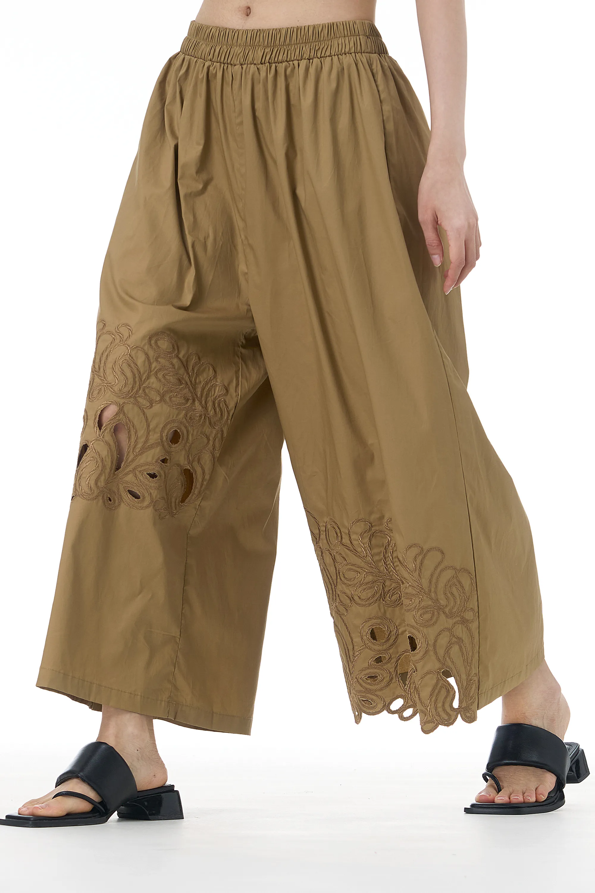 Brown Cut Work Cotton Coord Set