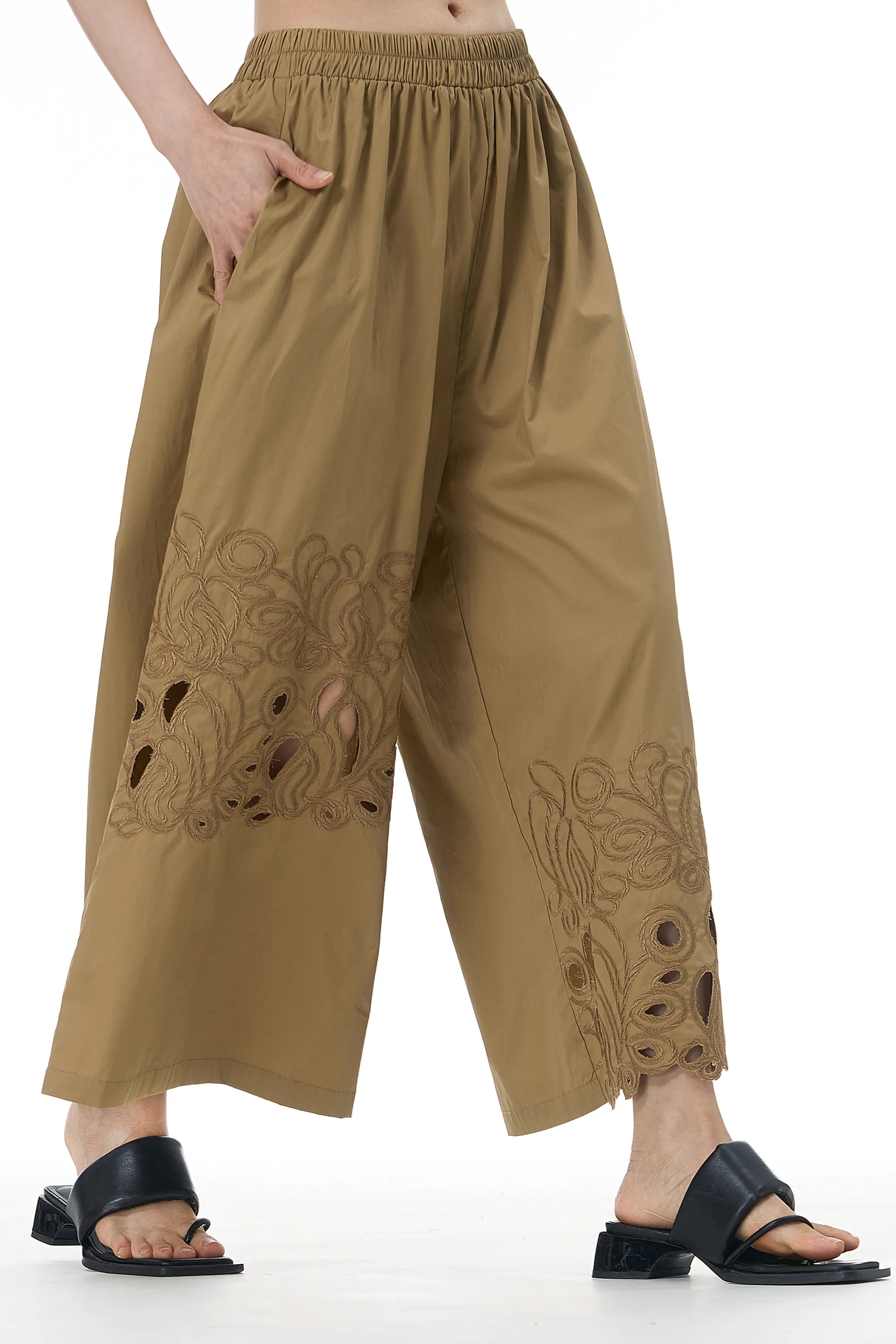 Brown Cut Work Cotton Coord Set