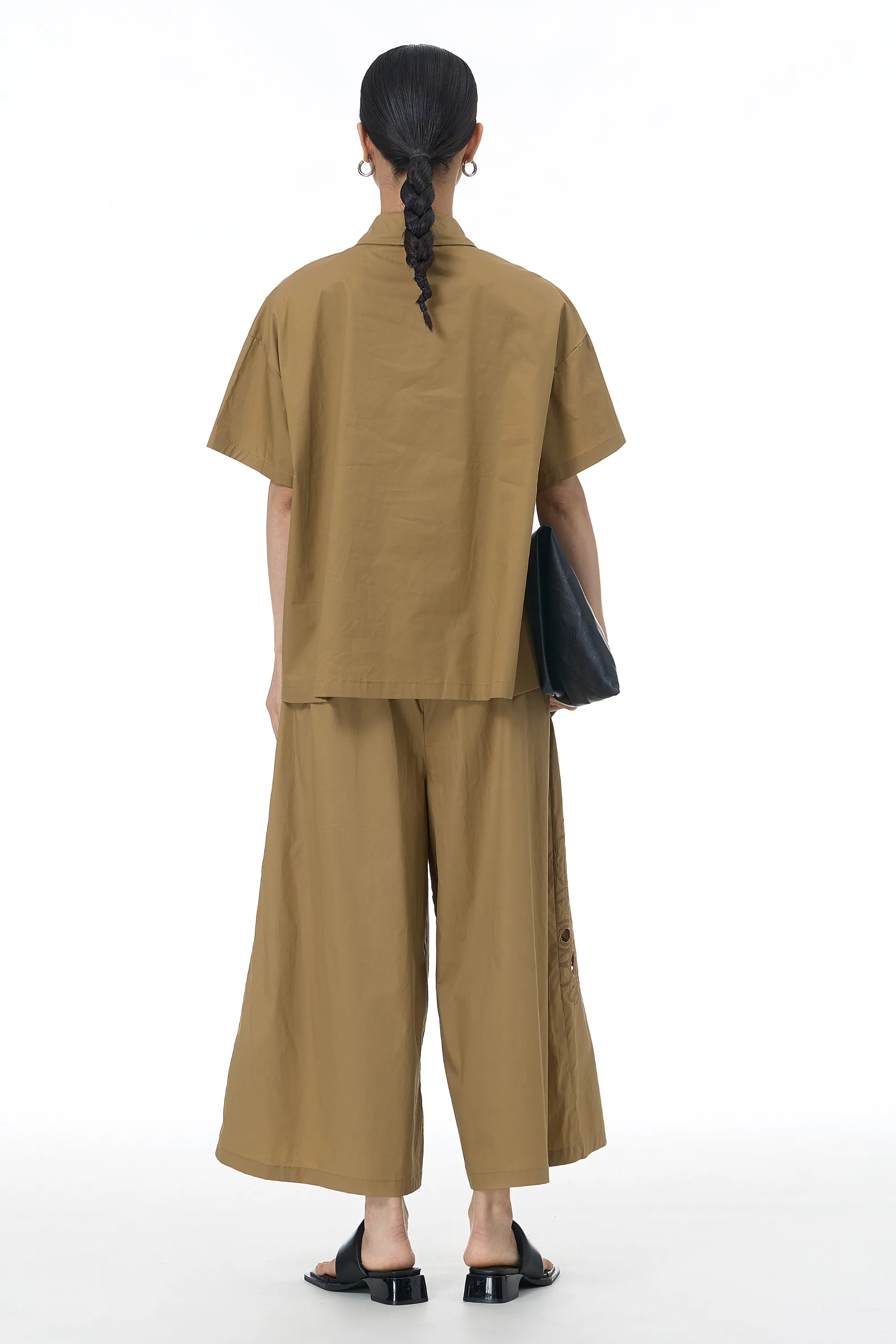 Brown Cut Work Cotton Coord Set