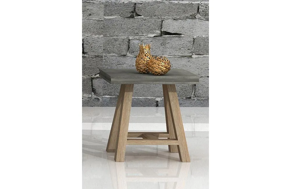 Civic Modern Concrete & Acacia End Table