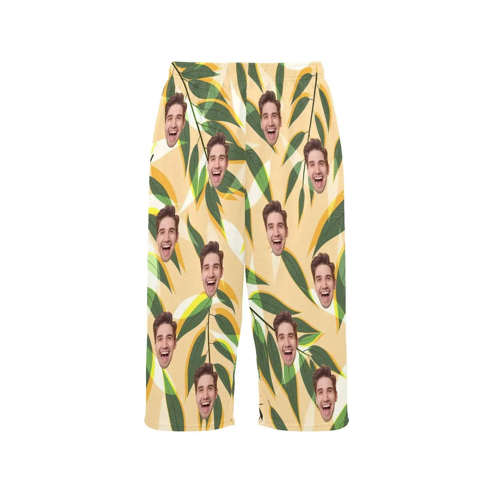 Custom Face Leaf Tree Cropped Pajama Pants For Women Girlfriend Gift Fashion