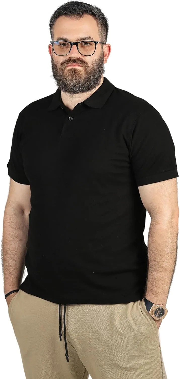 CUZO Men's Pique Polo Shirt 100% Soft Cotton Light Weight Short Sleeve for Men, Casual, 180 GSM