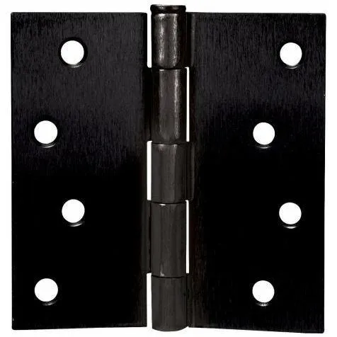 Door Hinge, Matte Black 4" with Square Corners
