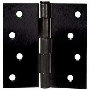 Door Hinge, Matte Black 4" with Square Corners