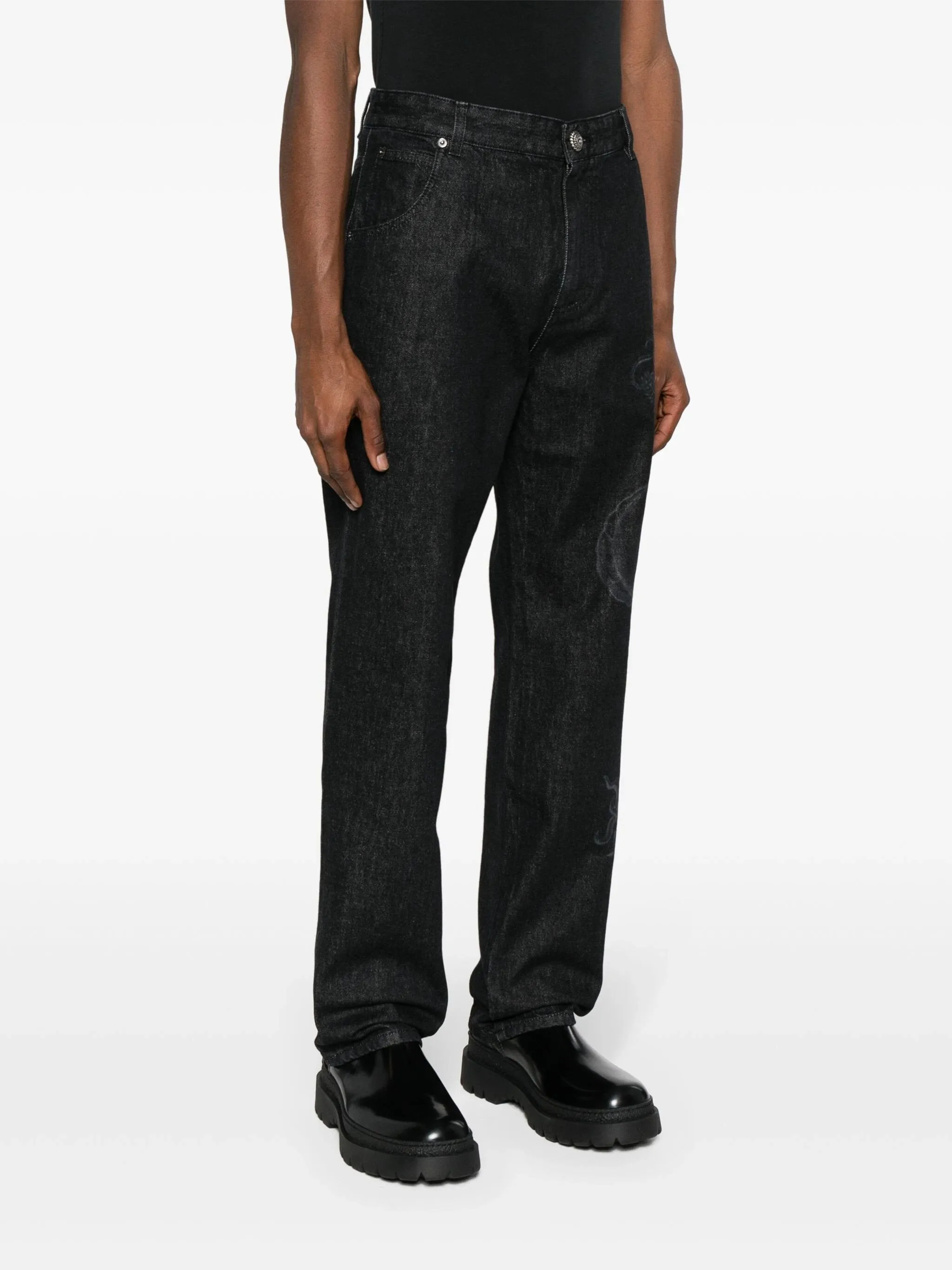 Dragon Laser Straight Denim Pants