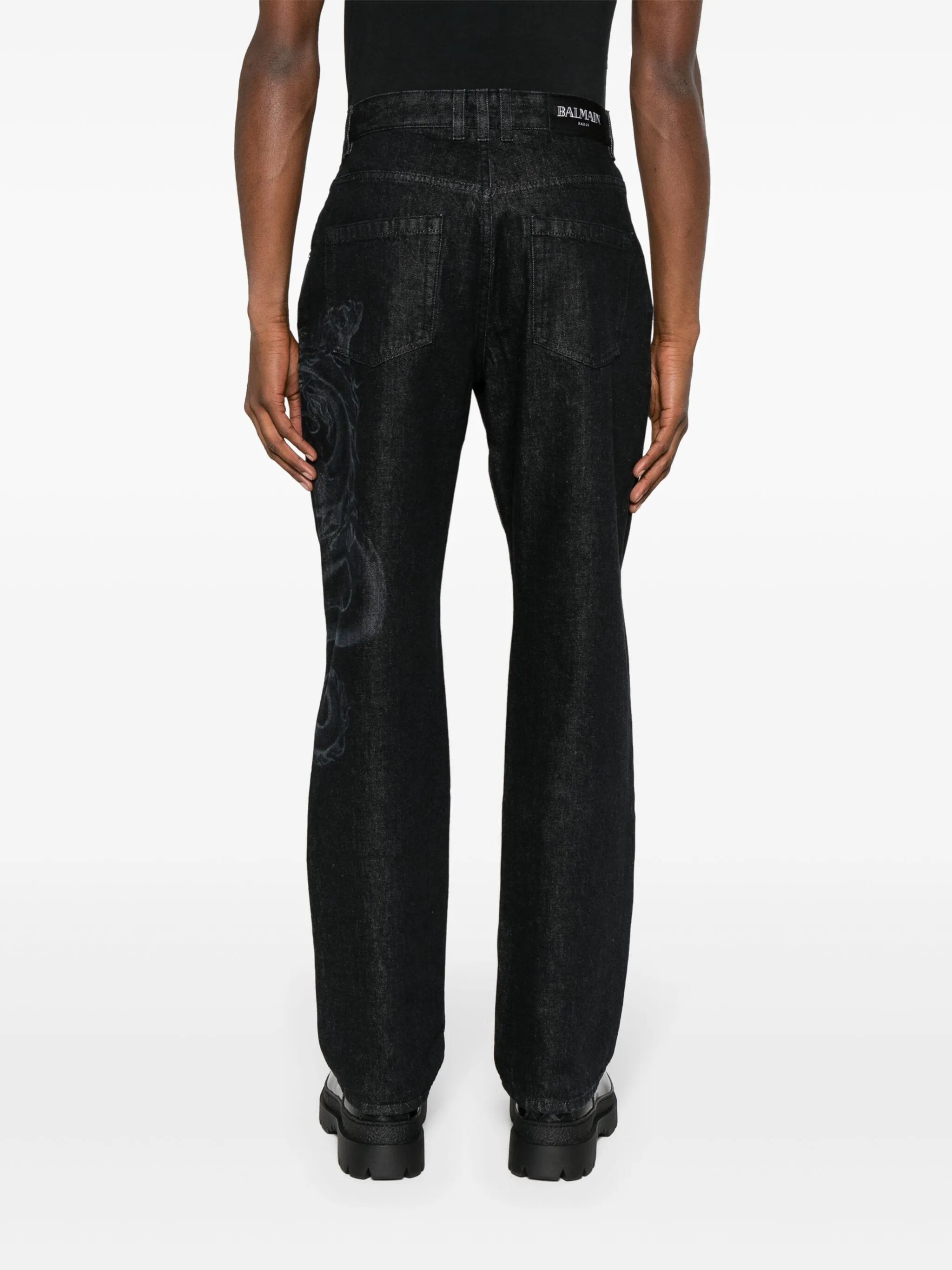 Dragon Laser Straight Denim Pants
