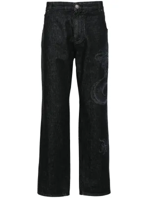 Dragon Laser Straight Denim Pants