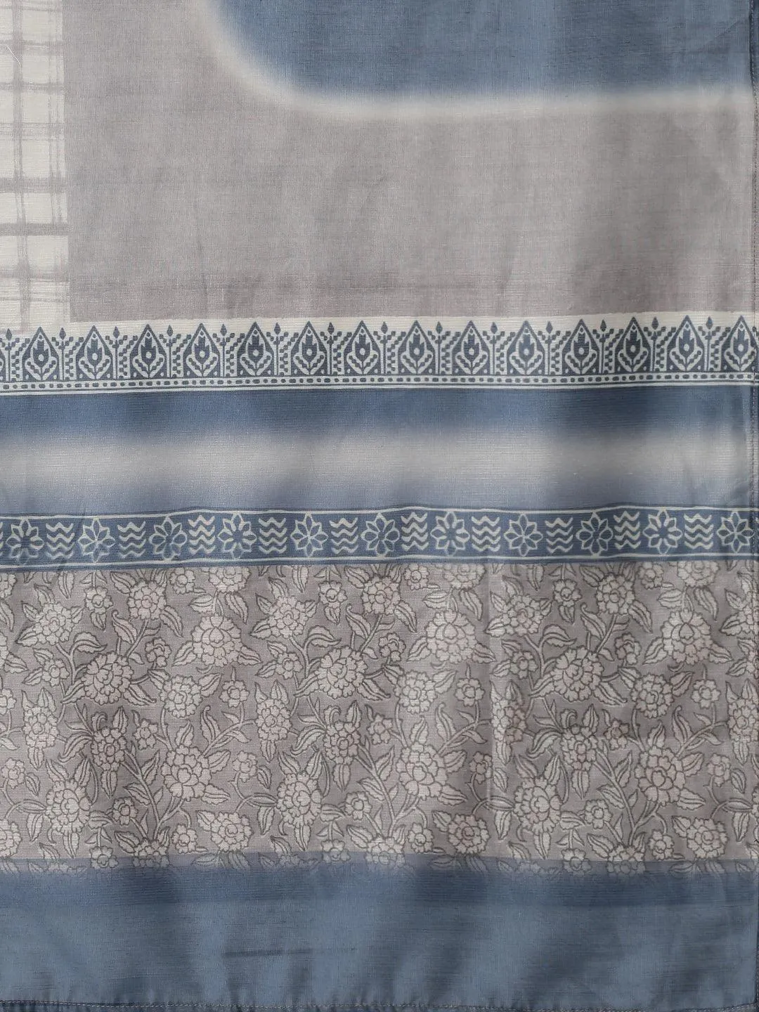 Ethnic Printed & Hand Embroidered Kurta with Pants & Dupatta - Mouse Gray