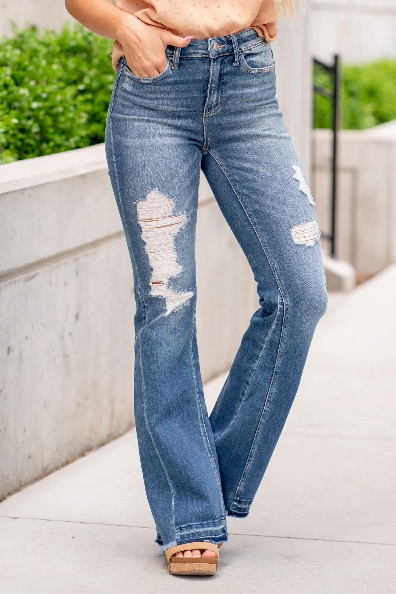 Farewell Frayed High Rise Flare