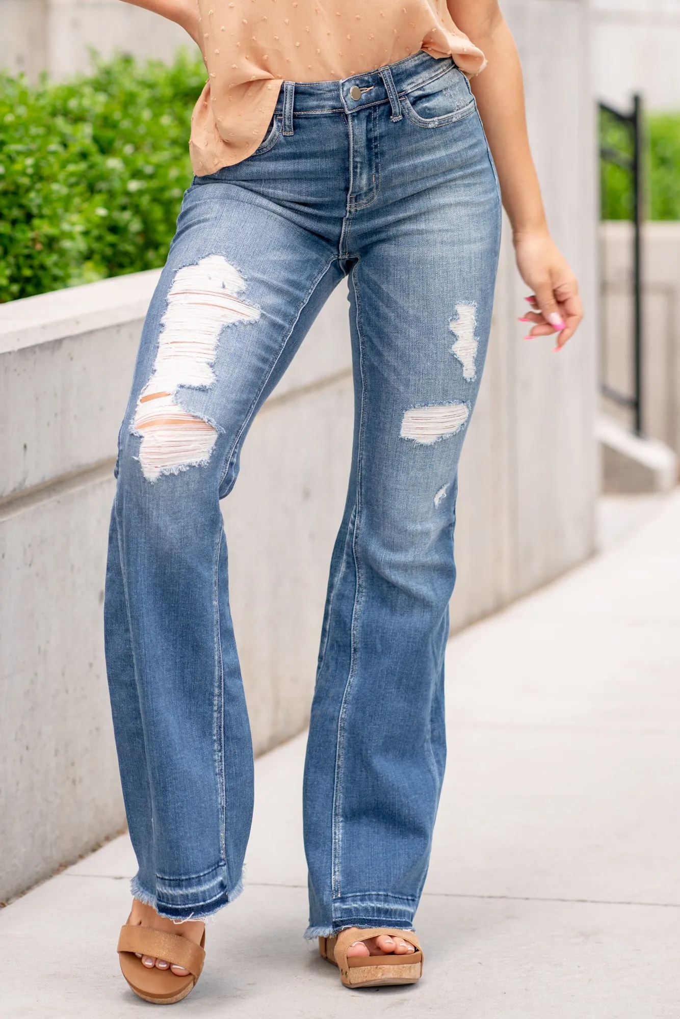 Farewell Frayed High Rise Flare