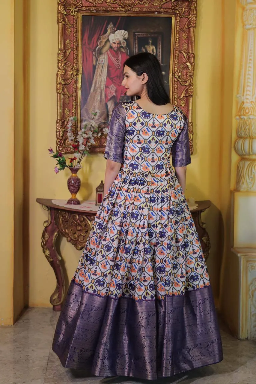 Festive Wear Printed Purple Color Gown