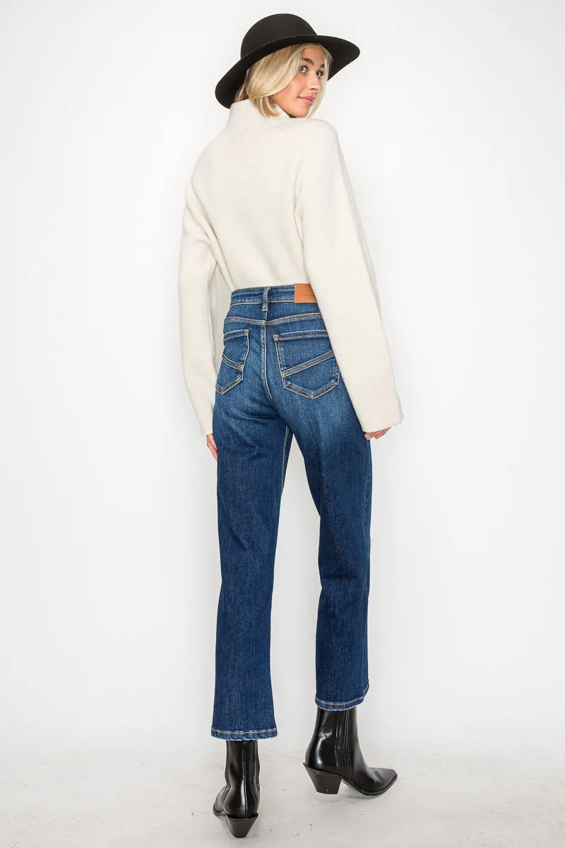 Front Pocket Western Detail Tummy Control Jeans