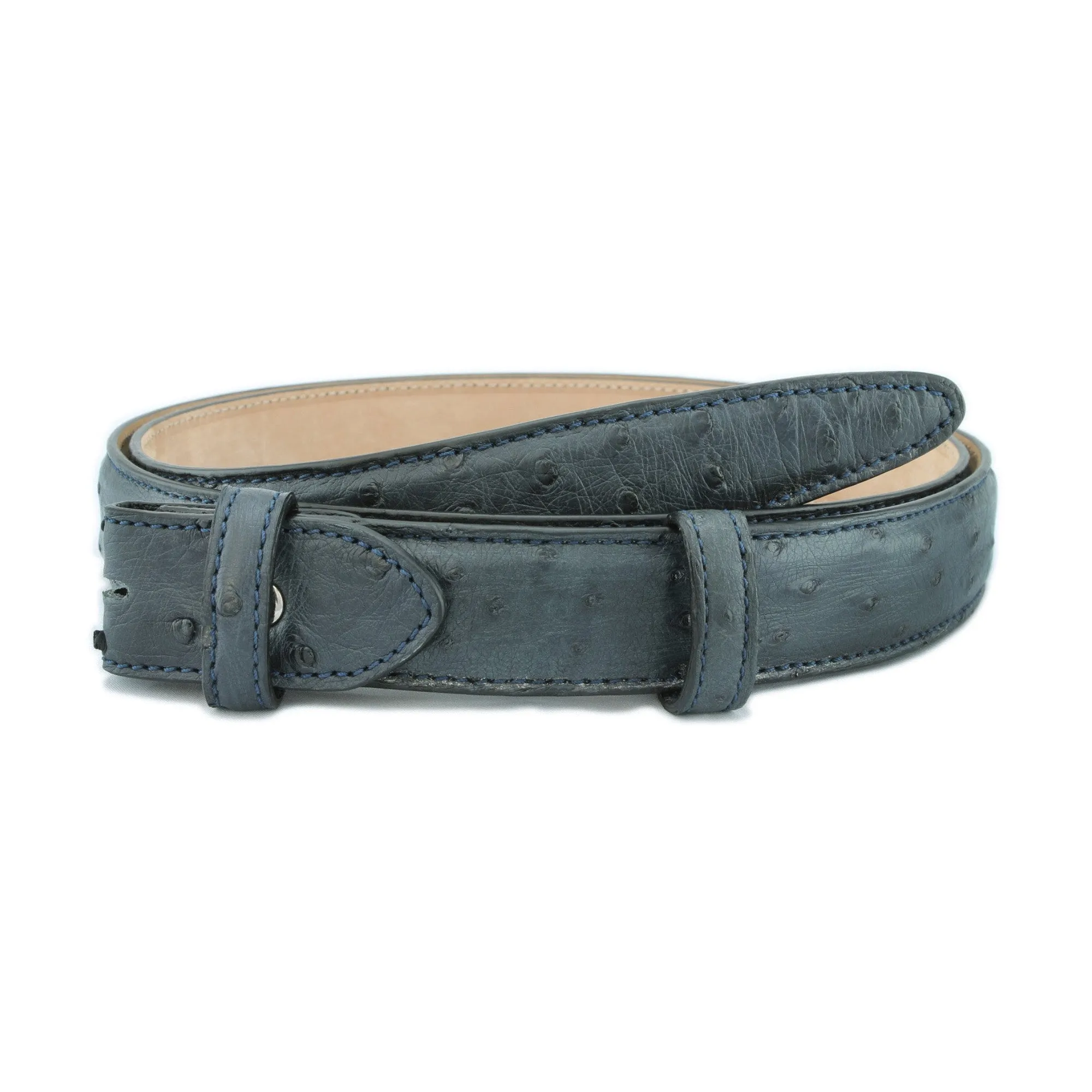 Genuine Ostrich Quill Narrow Belt Strap