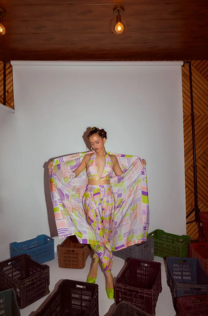Geometric Printed Draped Pants