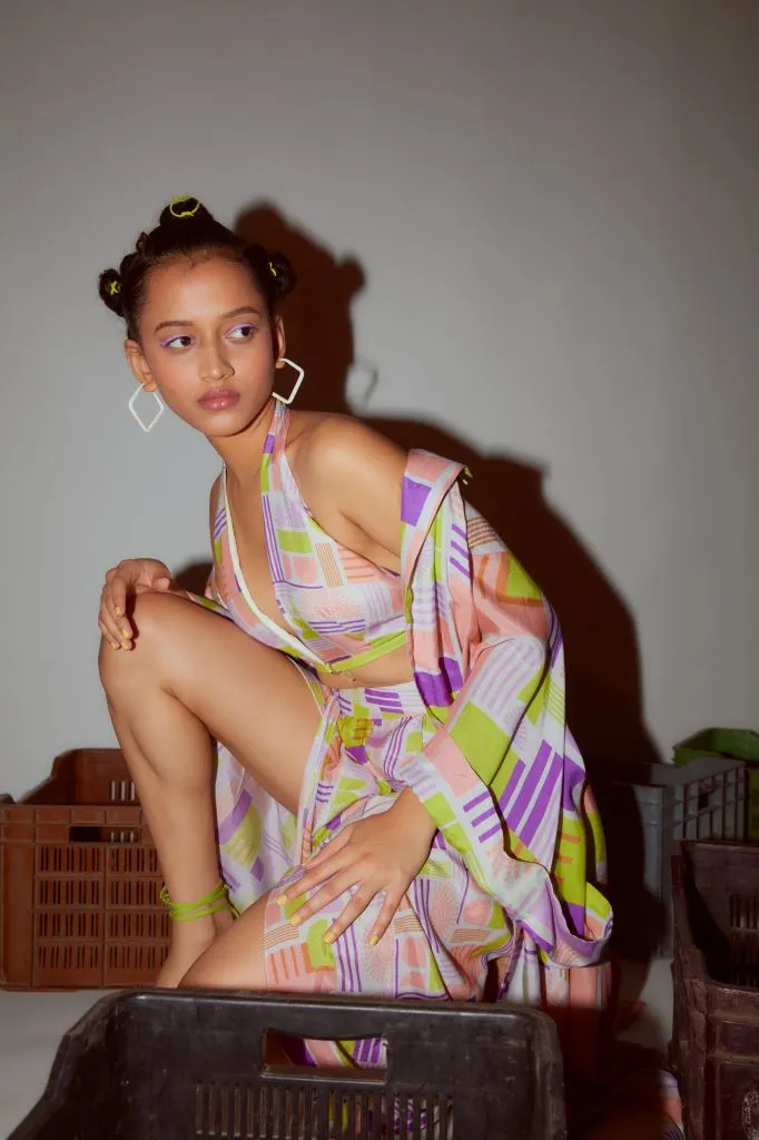 Geometric Printed Draped Pants