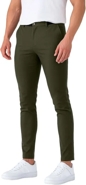 Golf Joggers Pants Men Petite Stretchy Slim Fit Dress Pants Quick Dry Elastic Waist Pull On Work Pants with Pockets