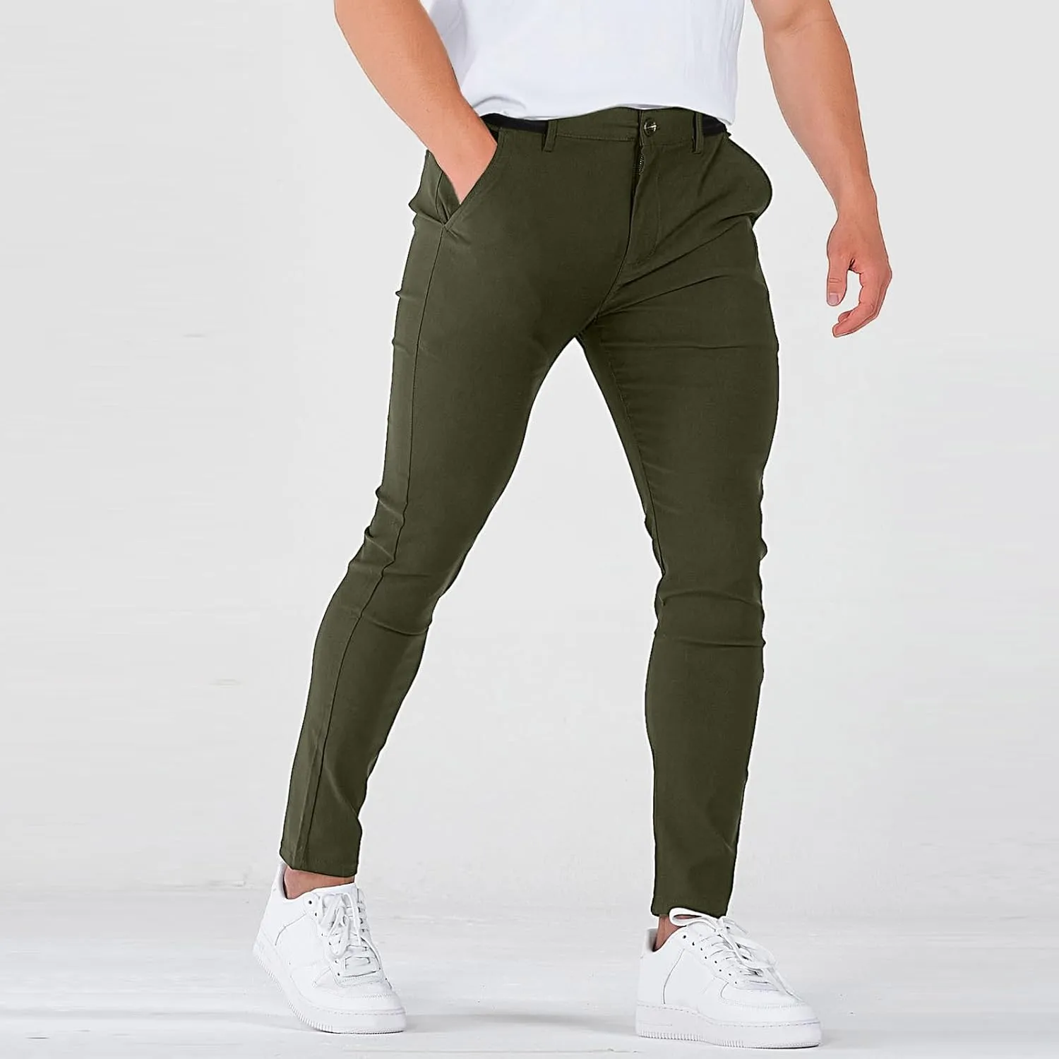 Golf Joggers Pants Men Petite Stretchy Slim Fit Dress Pants Quick Dry Elastic Waist Pull On Work Pants with Pockets