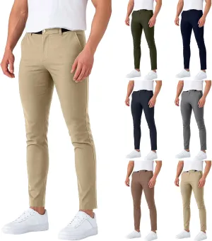 Golf Pants Men Stretch Relaxed Fit Elastic Waist Dress Pants Mencomfy Business Casual Chino Work Pants with Pockets
