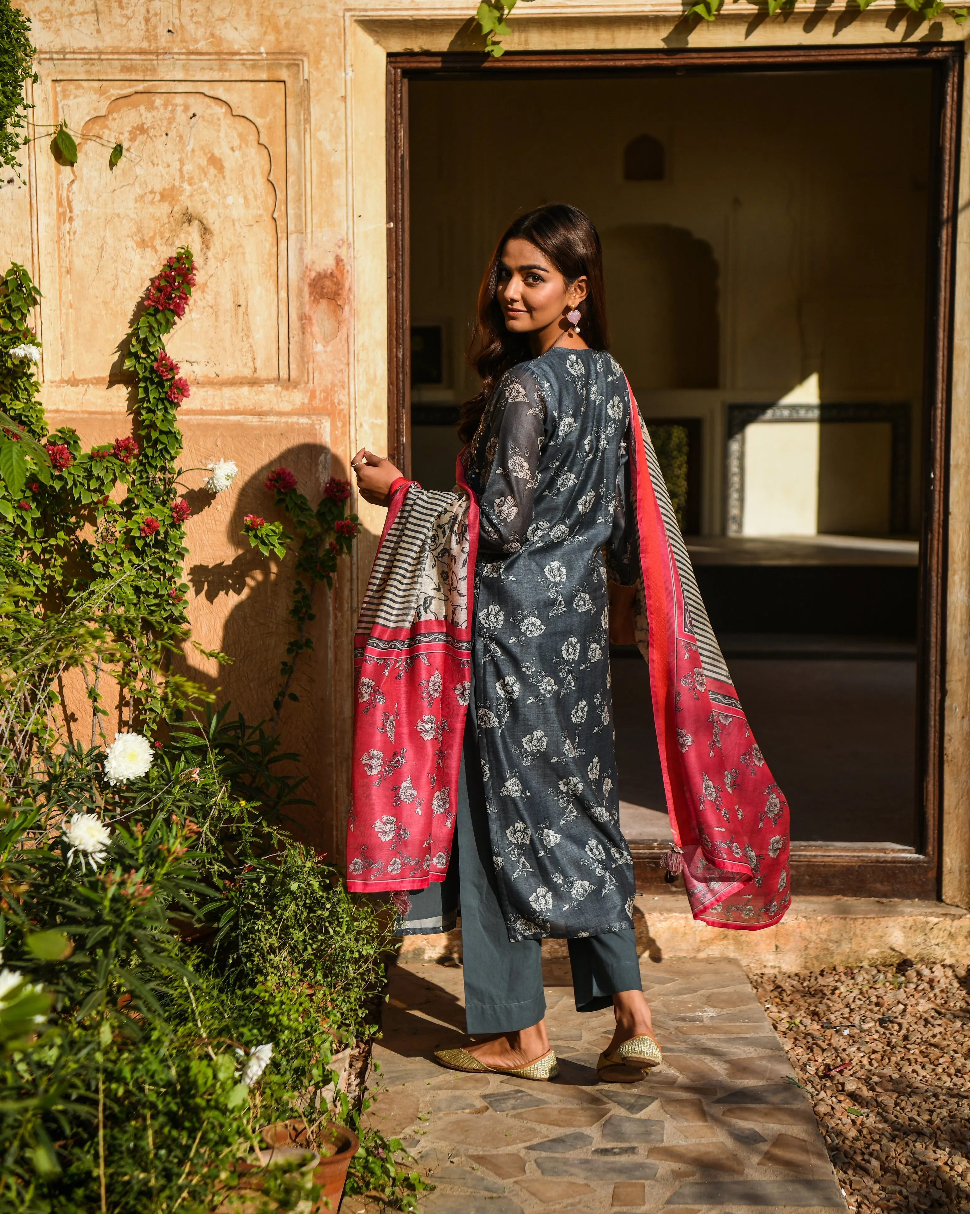 GREY GOTA PATTI KURTA SET