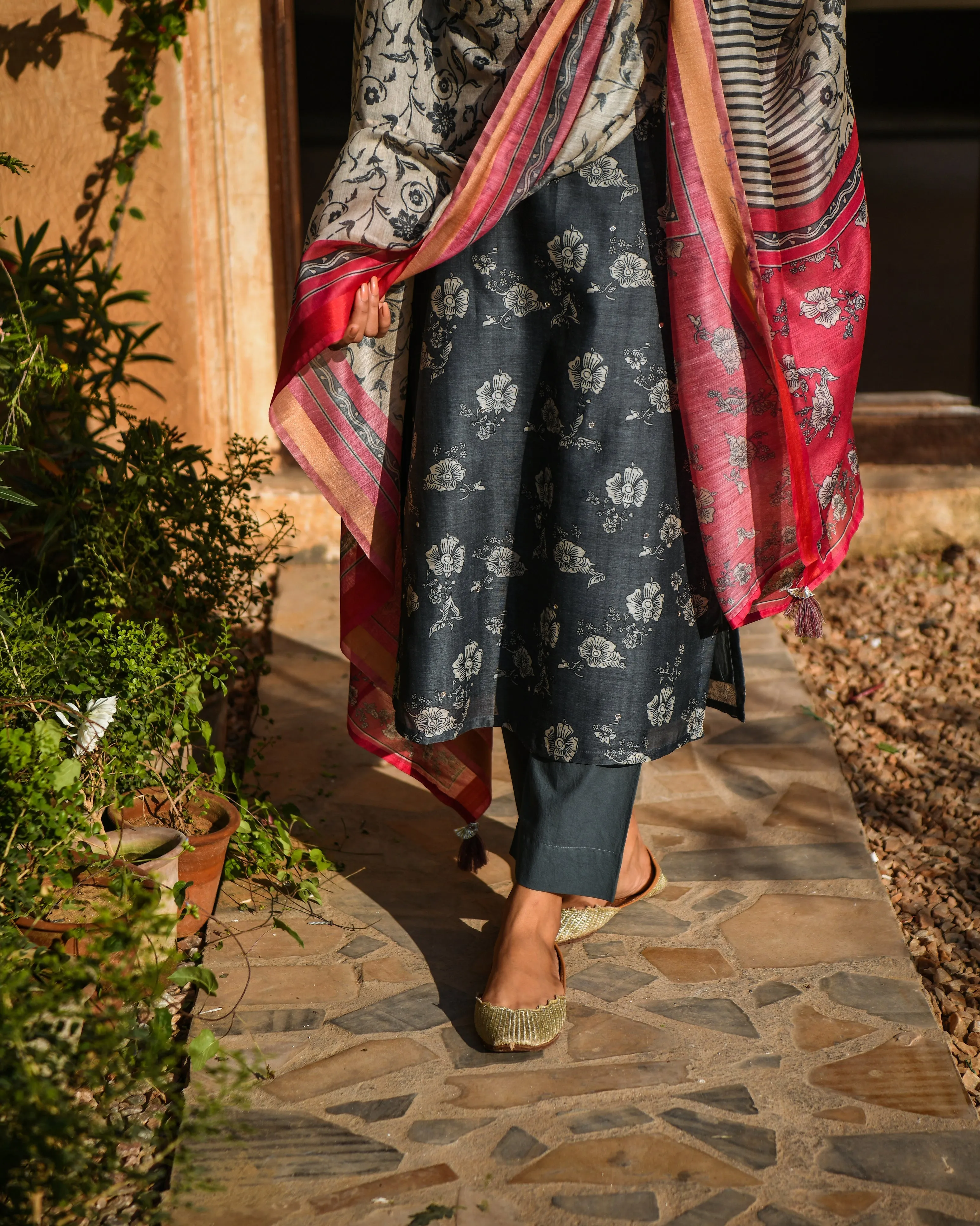 GREY GOTA PATTI KURTA SET