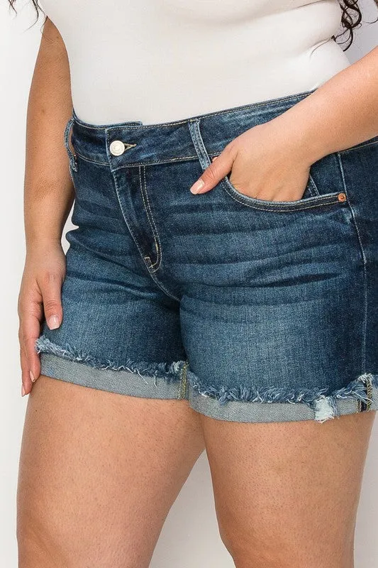 Hadley Mid Rise Stretch Fray Cuff Short