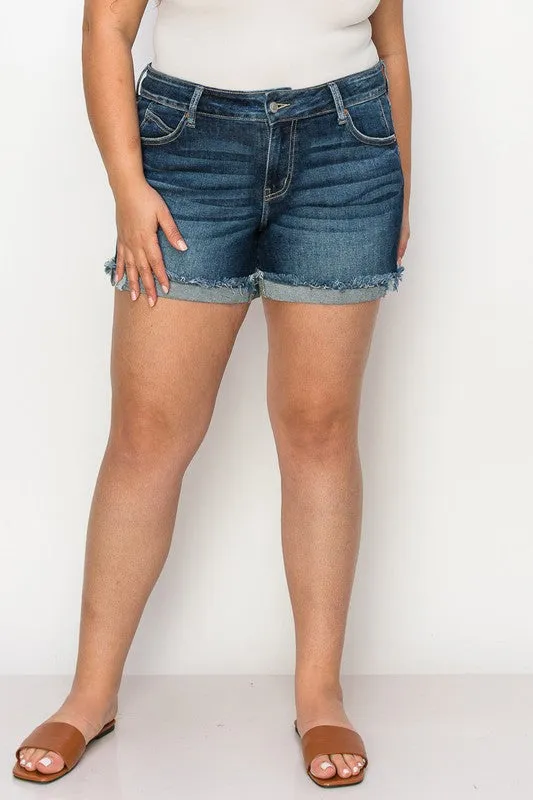 Hadley Mid Rise Stretch Fray Cuff Short