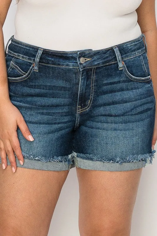Hadley Mid Rise Stretch Fray Cuff Short