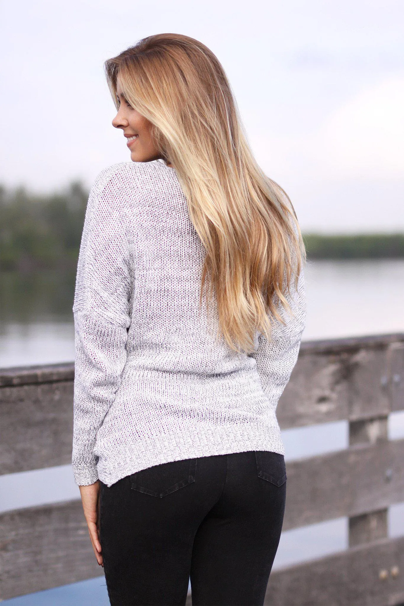 Heather Gray Overlap Sweater