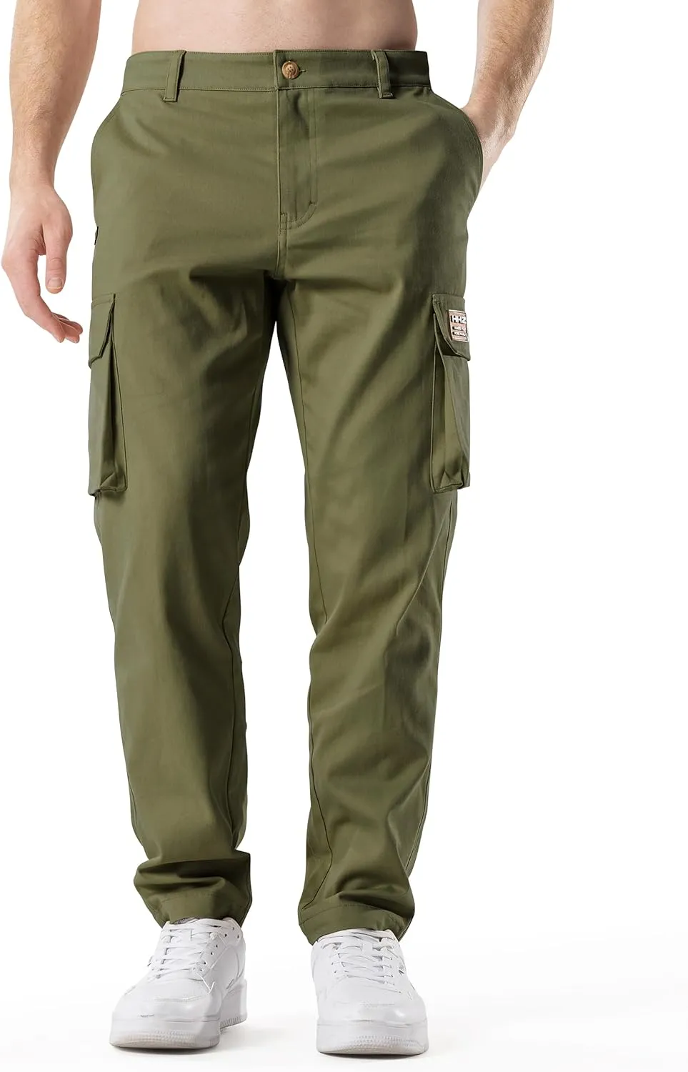 HHZ Mens Slim Fit Cargo Pants Men Flex Stretch Joggers Work Hiking Pants with Pockets - Cargo Work Pants for Men