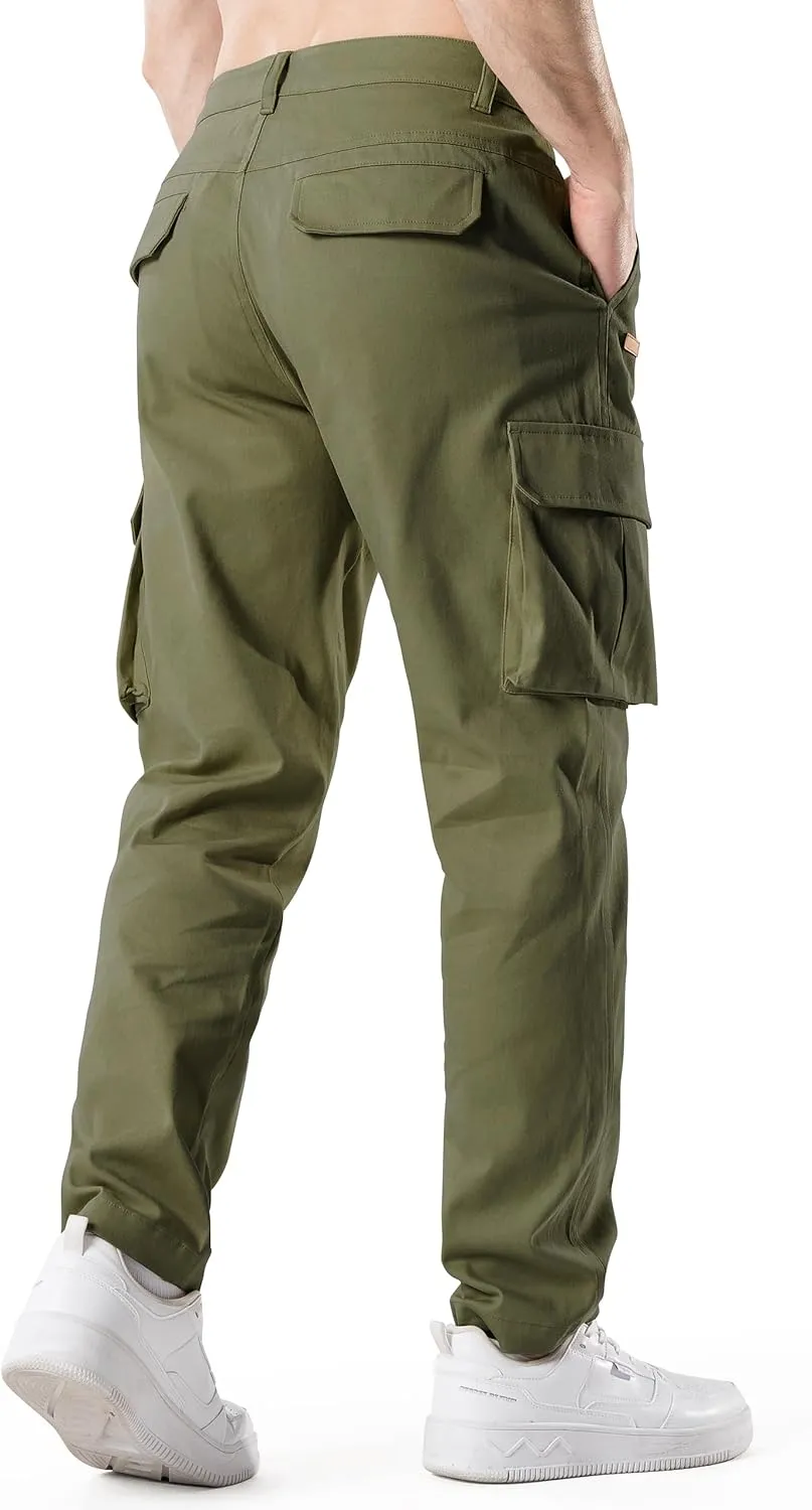 HHZ Mens Slim Fit Cargo Pants Men Flex Stretch Joggers Work Hiking Pants with Pockets - Cargo Work Pants for Men