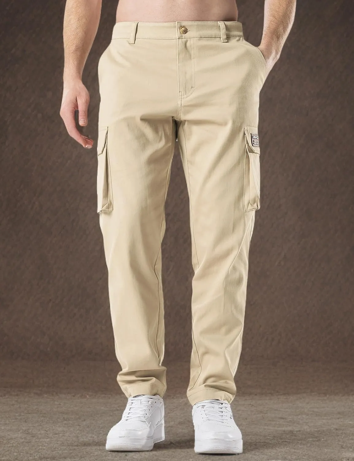 HHZ Mens Slim Fit Cargo Pants Men Flex Stretch Joggers Work Hiking Pants with Pockets - Cargo Work Pants for Men