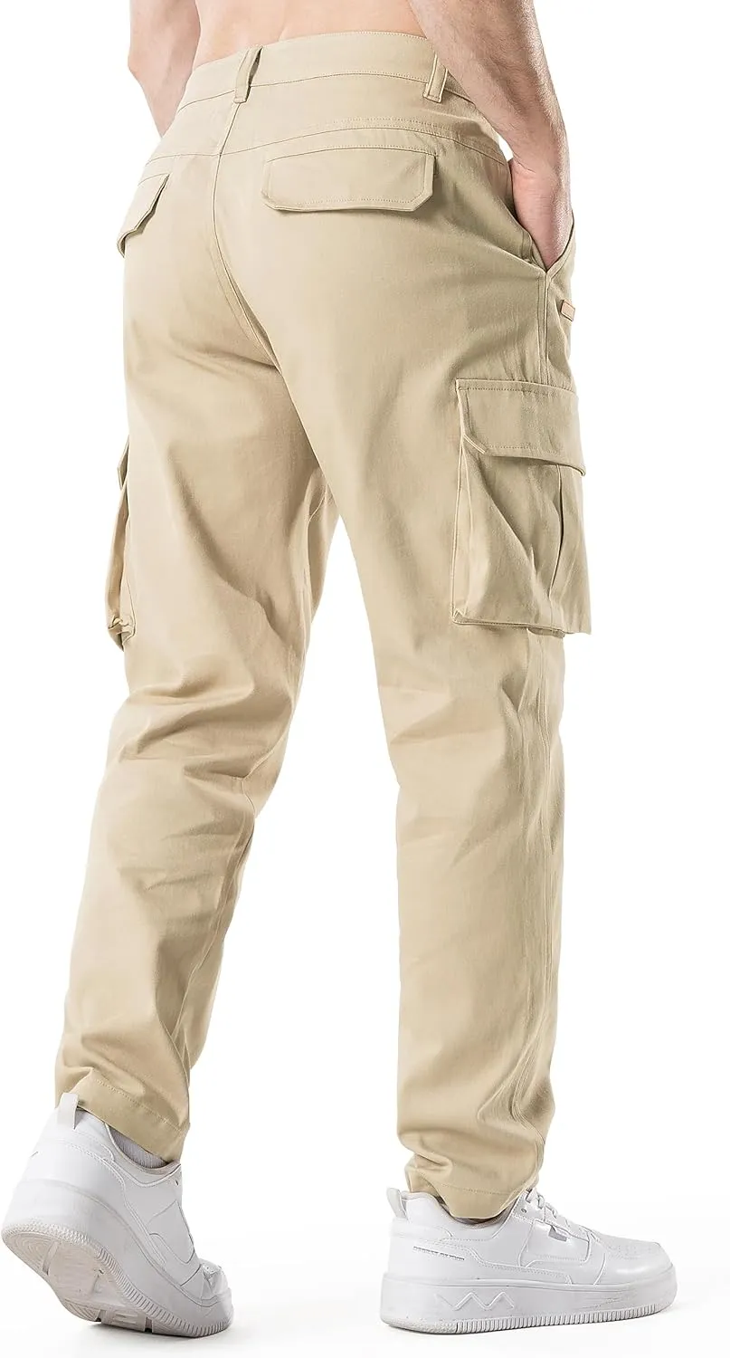 HHZ Mens Slim Fit Cargo Pants Men Flex Stretch Joggers Work Hiking Pants with Pockets - Cargo Work Pants for Men