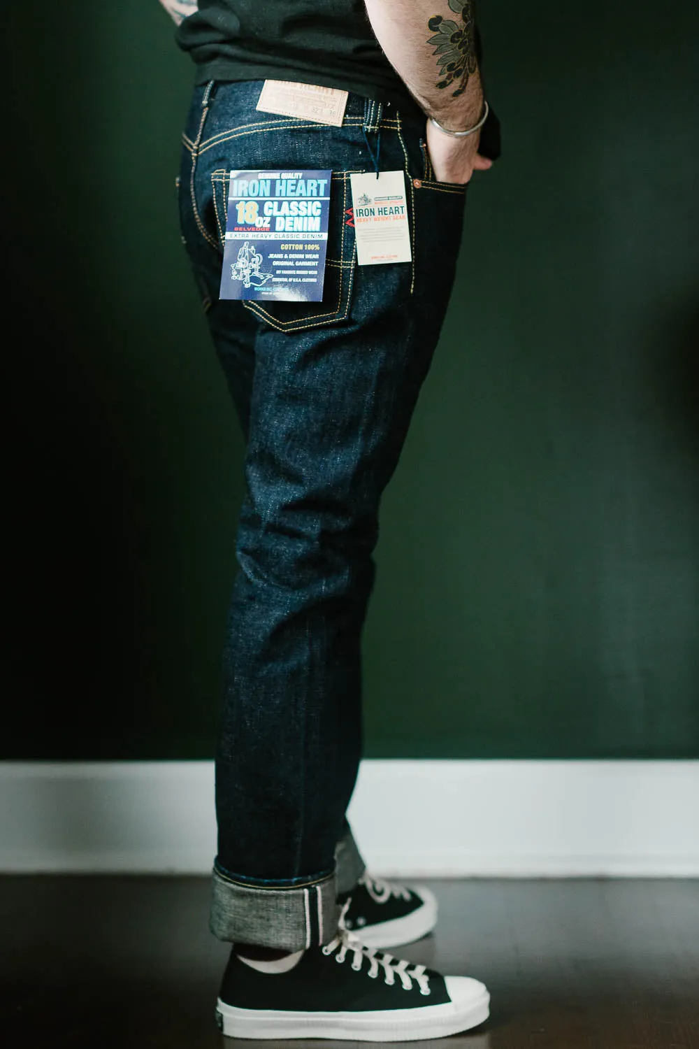 IH-555S-18 - 18oz Vintage Selvedge Denim Super Slim Cut Jeans - Indigo