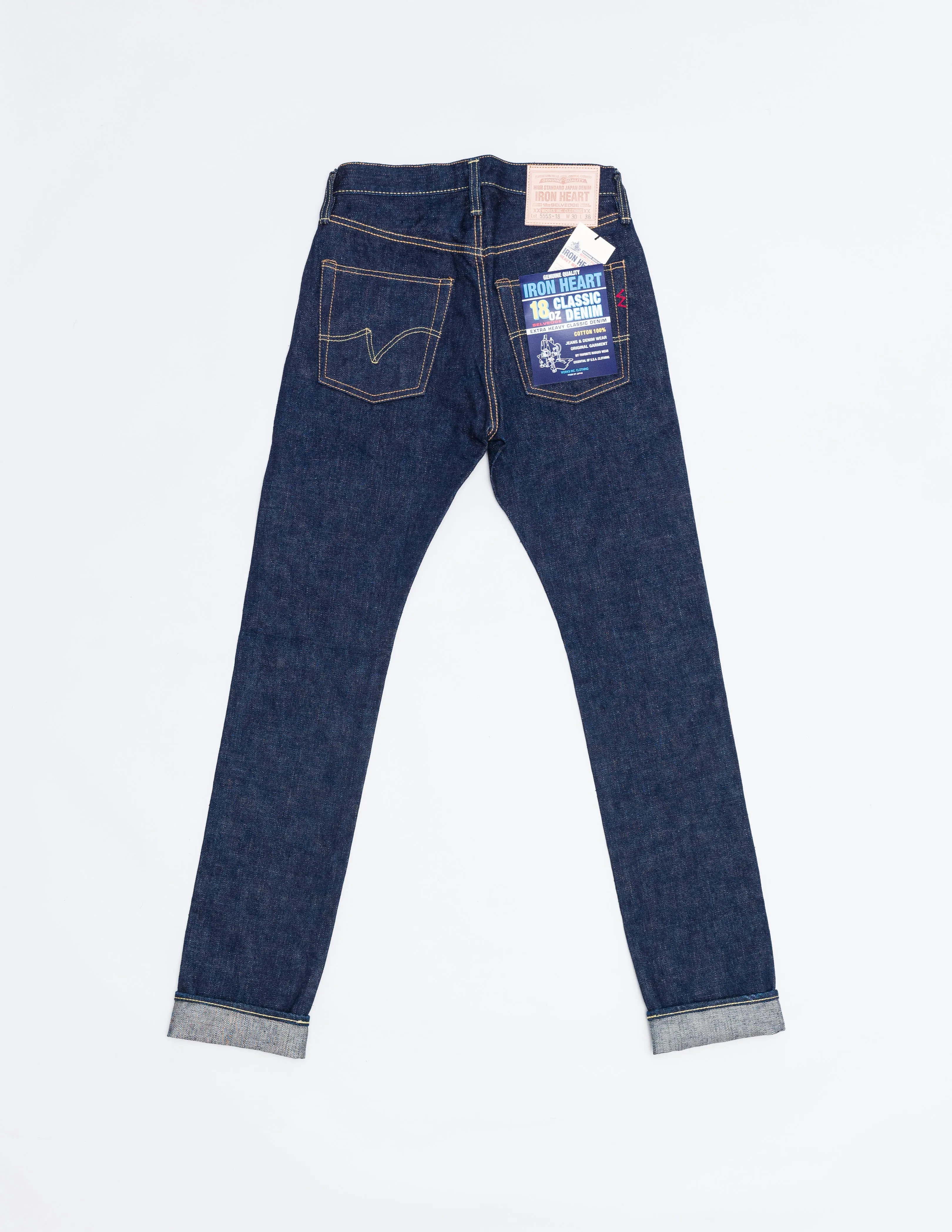 IH-555S-18 - 18oz Vintage Selvedge Denim Super Slim Cut Jeans - Indigo