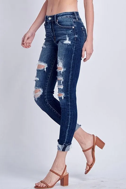 Kayla MR Distressed Ankle Skinny With Cuff