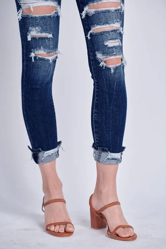 Kayla MR Distressed Ankle Skinny With Cuff