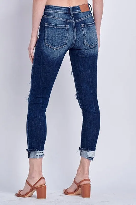 Kayla MR Distressed Ankle Skinny With Cuff