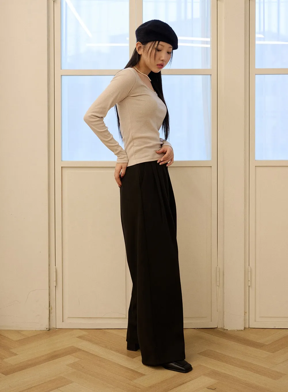 Long Sleeve U-Neck Top OD327