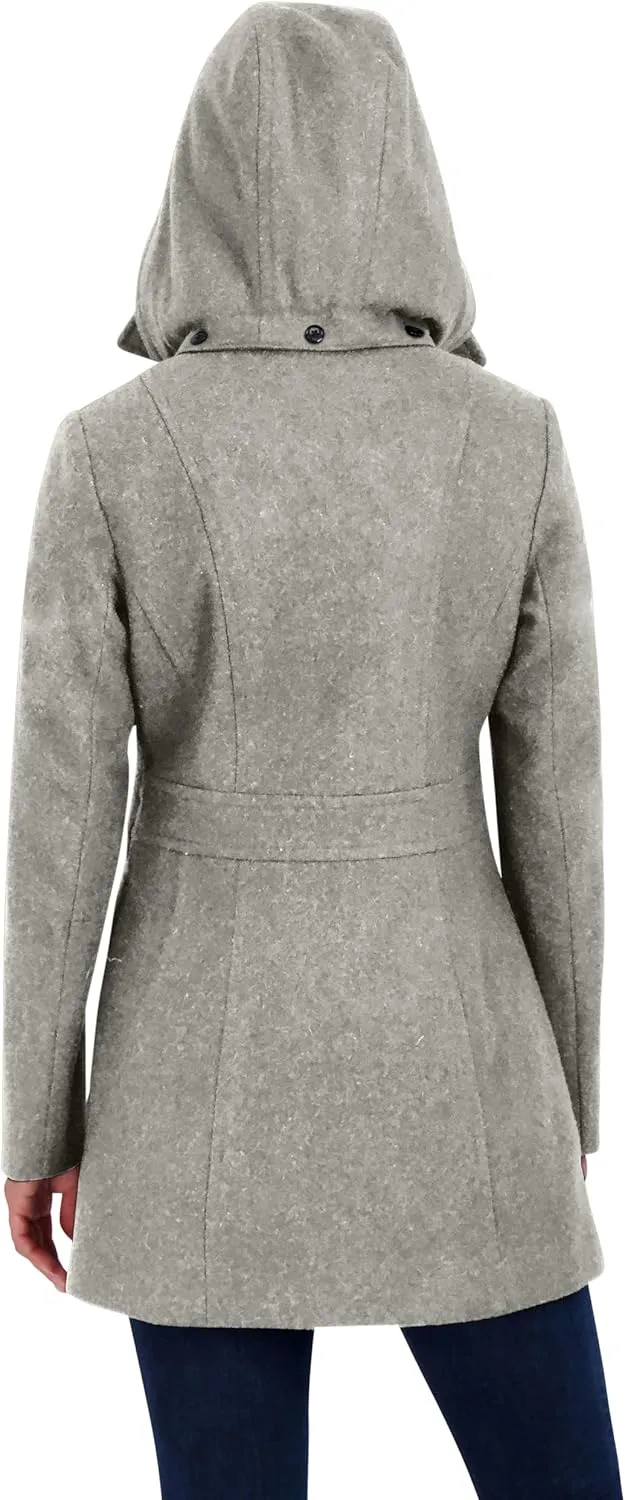 Nautica Women's Double Breasted Peacoat with Removable Hood