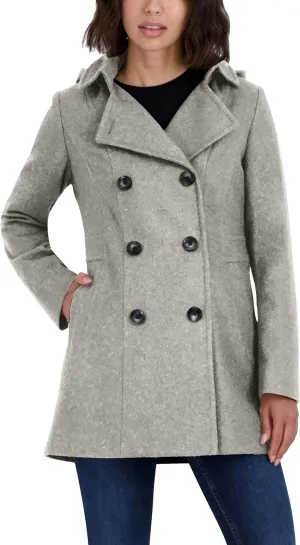 Nautica Women's Double Breasted Peacoat with Removable Hood